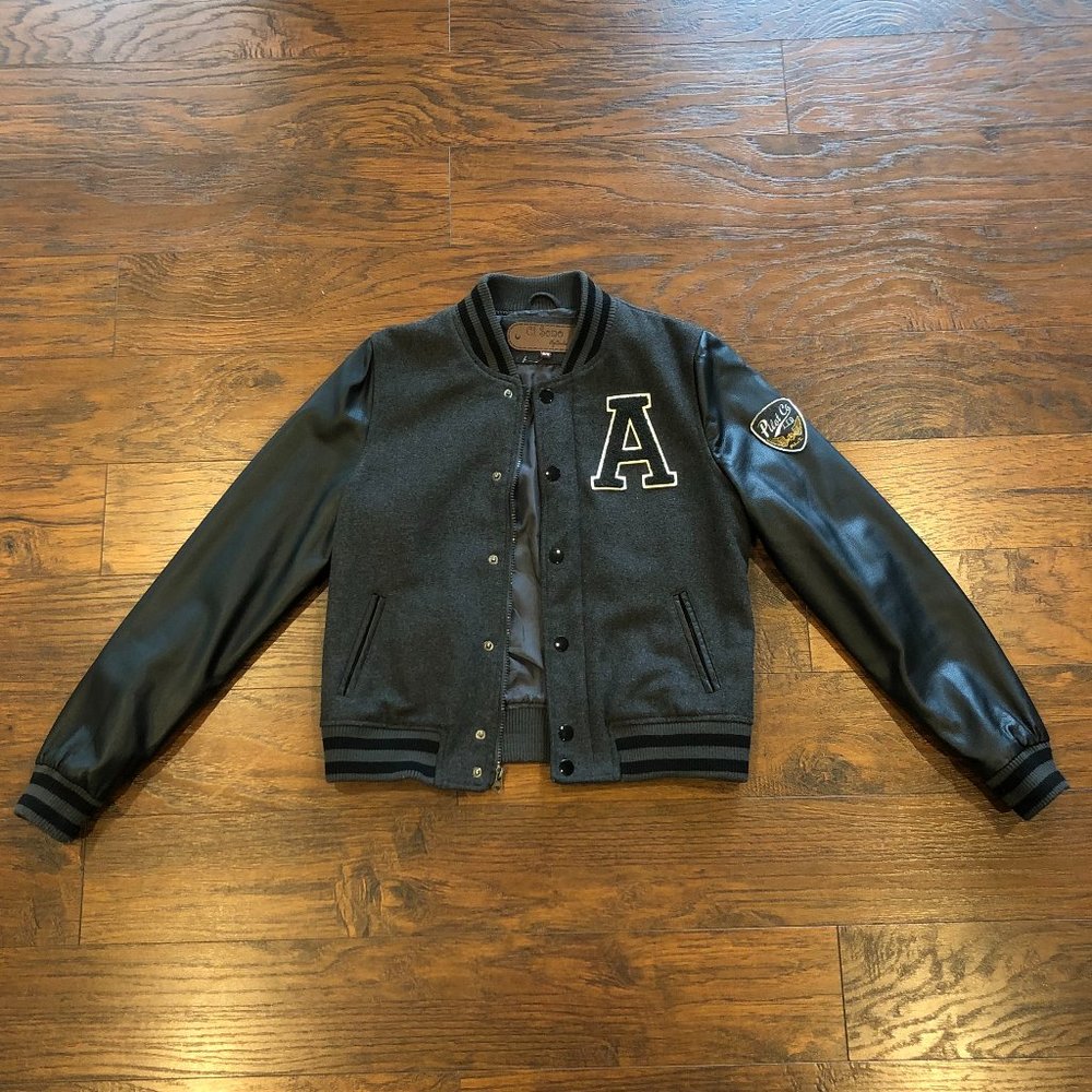 Faux Leather Varsity Jacket